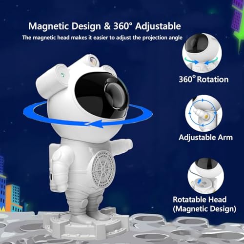 Miniatura 5 de Proyector De Astronauta Galaxy, Altavoz Musical Bluetooth, Ruido Blanco Para Dormir, Cambio De Color Ajustable En 360 , Con Mando A Distancia Y Temporizador, Luz Nocturna Para Niños Y Adultos, Regalo