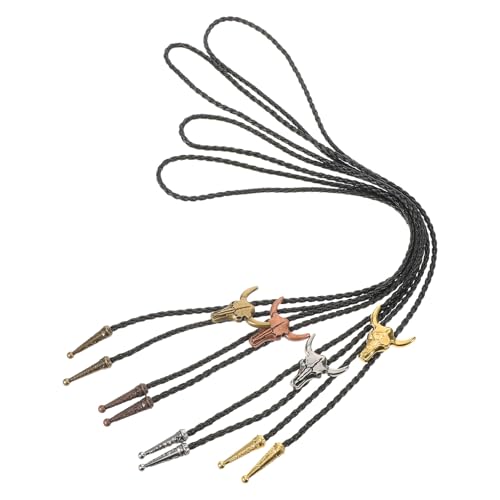 Cravates bolo western homme avec pendentif taureau aux détails soignés 4 pièces