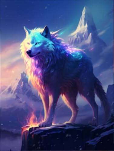 Diamond Painting Loup 5D Grand Format pour Évacuer le Stress par les Loisirs Créatifs
