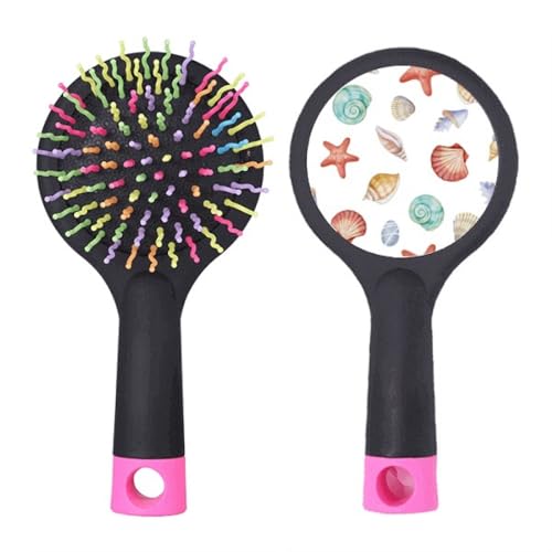 Brosse à cheveux démêlante avec illustration marine et base coussin ergonomique