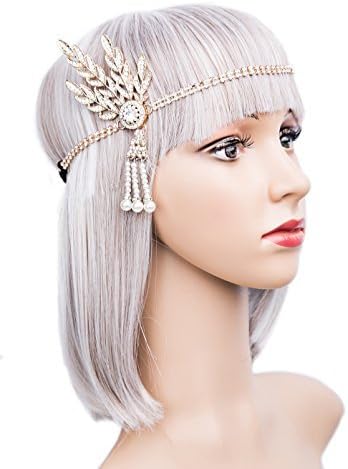 Cizoe Art Deco 1920s Flapper Great Gatsby Leaf Wedding Bridal Tiara Pearl Headpiece