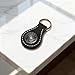 Handmade Vintage Leather Keychain with Ornate Metal Clasp - Round Teardrop Genuine Cowhide Key Ring for Car Keys, Bags (Black)