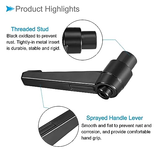 Image of Clamping Lever Handles, M8 Female Thread 57mm Lever, Adjustable Quick Release Locking Rotating Knobs Black - (Applications: for Lathe Machinery), 5-Pieces