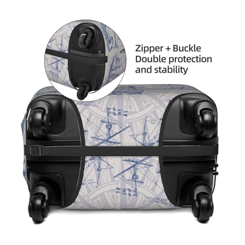 Vintage Sailboat Compass Travel Luggage Cover Protector Suitcase Covers for Luggage Covers for Suitcase Fit 18-32 In S4