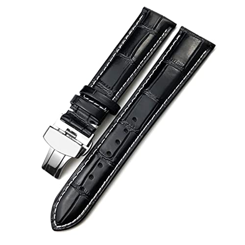 Bracelet de montre en cuir 21mm CZKE agate avec fermoir boucle papillon acier inoxydable