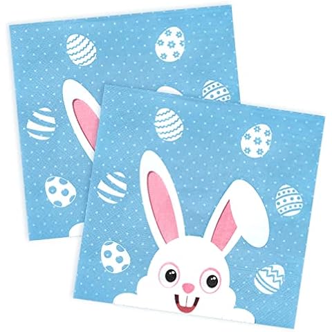 TAROME 40 Stücke Ostern Servietten Niedliche Hase Papierservietten Tischdeko 33 x 33cm Partyservietten Ostermotiv Partyzubehör Cover