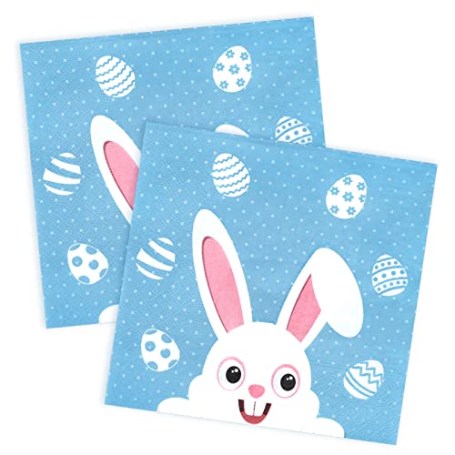 TAROME Lot de 40 Feuilles de Serviettes en Papier Jetables avec Motif lapin pour Pâques Vacances Déjeuner Fête Décoration de Table (33 x 33 cm)