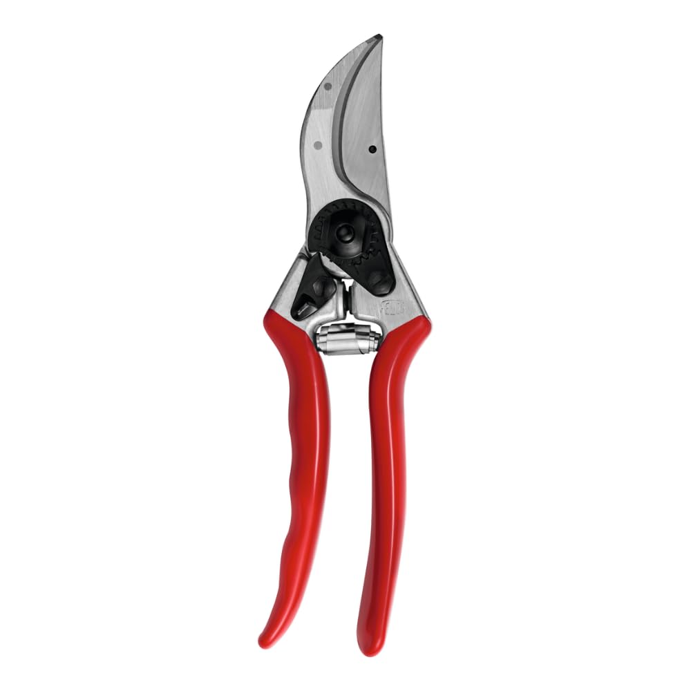 FELCO2 Pruning Secateurs – 25 mm Cutting Diameter, for Large Hands, 215 mm Length, with Sap Groove, Straight Handles, Red