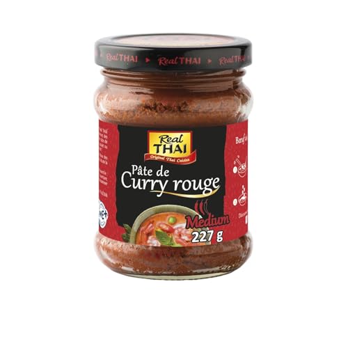 Pâte de curry rouge Real Thai saveur épicée authentique condiment asiatique pot 227g