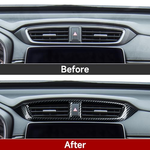 Image of Center Air Vent Outlet Panel Decals for Honda CR-V 2017-2022 Accessories CRV ABS Carbon Fiber Stickers