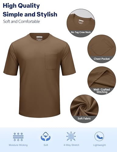 Cotrasen Men's T-Shirts Cotton Short Sleeve T Shirts for Men UPF 50+ Moisture Wicking T-Shirt Casual Crew Neck Pocket Tee4