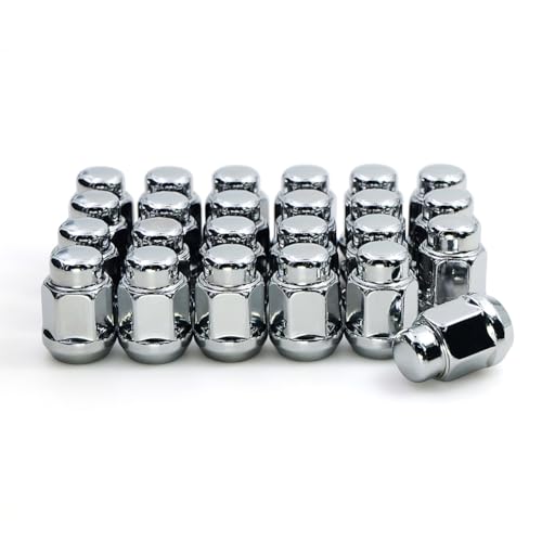 Image of 24 Pcs 1 /2 inch-20 Thread Bulge Acorn 35mm 1.4 inch Long Lug Nuts Chrome 13 /16 inch 21mm Hex Fits 1991-2005 Dodge Dakota | 1998-2003 Durango | 1992-2017 Viper