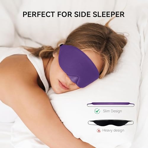 Image of Mavogel Cotton Sleep Eye Mask, Breathable Light Blocking Sleep Mask | Soft Comfortable Night Eye Mask for Men Women, Eye Cover for Travel /Sleeping /Shift Work, Includes Travel Pouch (Purple)
