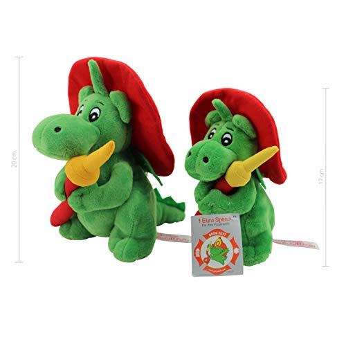 Sweety Toys 11025 Drache XL GRISU 20 cm mit Feuerwehrschlauch Feuerwehr Maskottchen Plüsch ca. 20 cm