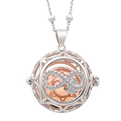 Chiama Angeli Collier avec pendentif sonore et boule à borne, symbole infini pour femme, fille, cadeau grossesse en argent 925 plaqué or Cover