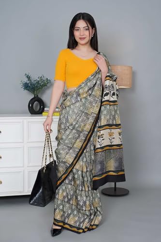 Image of Mlada V-Neck Stretchable Saree Blouse Top for Women | Slim Fit Short Sleeves Solid Cotton Blouses | Readymade Saree Blouses for Women Festive & Ethnic | Blouse Crop Top