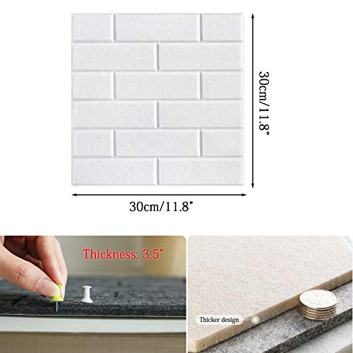 Vancore 11.8" X 11.8" Large Bulletin Board With 30 Push Pins, Felt Subway Tiles For Photos,Notes,Letter,Memo, 6 Pack Wall Boards For Office (White) #TOP4