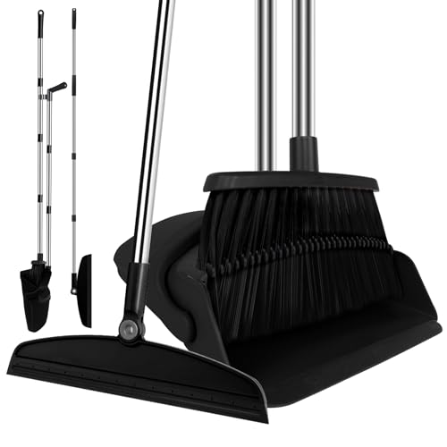 UDUK Broom and Dustpan Combo Set, 51" Long Handle with Squeegee