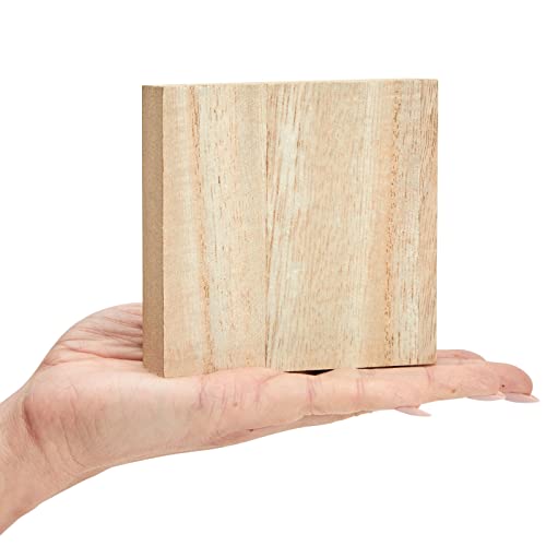Unfinished Wood Blocks for Crafts, 2.5 cm Thick MDF Squares (10.2 x 10.2 cm, 4-Pack)