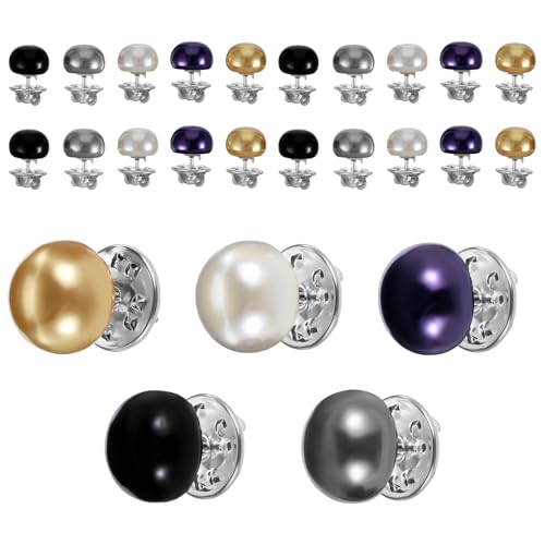 Shimmeroo 25PCS Pearl Buttons, Safety Brooch Buttons for Women Blouses Cleavage Cover up for Low Neckline No Sew Replace Brooch Pins for Clothing Dress Supplies Decoration