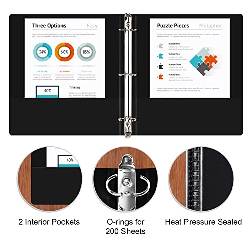 Image of COMIX Sturdy 3 Ring Binder 1 Inch with Clear View Cover | PVC-Free Bulk Binders,Holds 200 Letter Sheets,Heavy Duty for Office,Classroom & School Wholesale,36 Pack Bulk (Black)