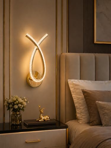 Image of FILLISKA Luxurious LED Wall Lamp for Home with Adjustable Colour Changing Function (1 Year Warranty)(French Gold-1801)