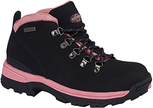 Northwest Territory Ladies Trek Lace Up Leather Upper Water Proof Walking/Hiking/Outdoor Trekking Boot (Black Pink, 7 UK, numeric_7)