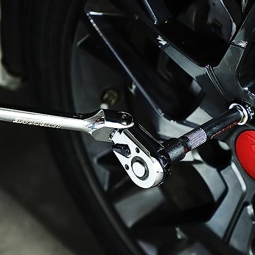 Uyecove 1/4-Inch Drive Ratchet, Flex Head Ratchet 1/4 Ratchet Long Handle, 72 Tooth Quick Release Cr-Mo Head Socket Wrench -12"/305Mm #TOP6