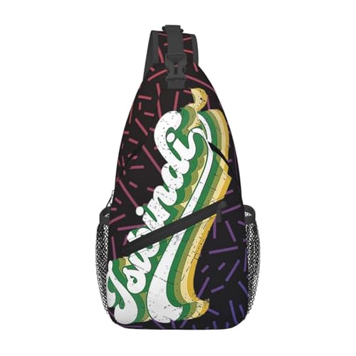 Isibindi - Colorful Groovy Small Crossbody Backpack Sling Bag For Men Women Mini One Shoulder Chest Bags Gym Sport Travel Hiking Daypack