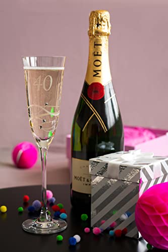 Copa de champán grabada 40 con cristales de Swarovski para fiestas 5