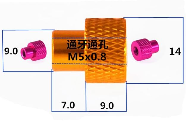 3pcs M5 aluminum alloy double through hole nuts high head steps pineapple grain Full tooth pass fasten handle nut color bolts (Size: M5, Color: Pink)