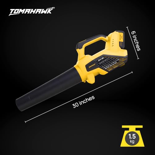Image of TOMAHAWK TLB-40B 20V Cordless Leaf Blower with 2 x 3.0Ah Batteries | Brushless Turbo Blower for Garden, Home & Workshop Cleaning