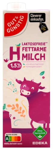 Gut & Günstig laktosefreie fettarme H-Milch 1,5% Fett, 12er Pack (12 x 1 l)