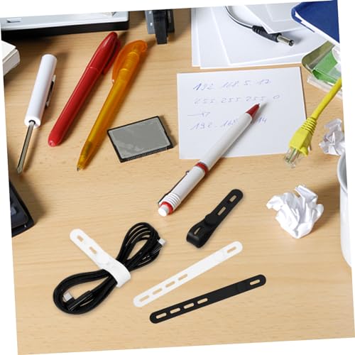Angoily 20 piezas organizadores de cables con correas de silicona reutilizables para escritorio miniatura 7