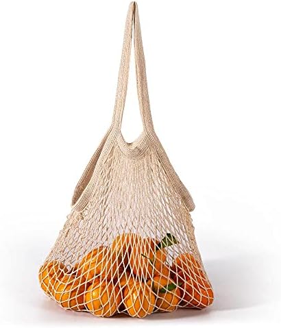 RETong Organic 100 Cotton Reusable Washable Mesh Grocery Produce Bags For Fruit and Veggies (beige), Medium