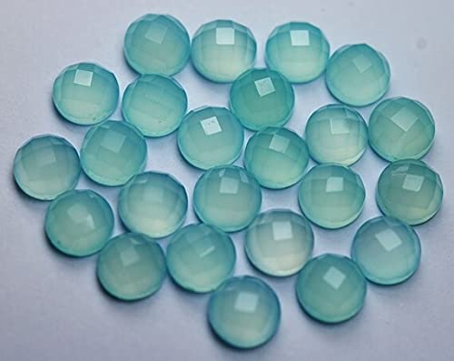 Chalcédonie aqua en cabochon rose cut 12mm pour la création de boucles d'oreilles uniques