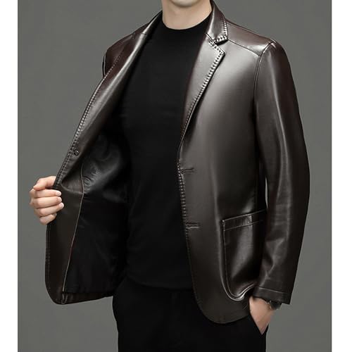 Chaqueta de cuero para hombre estilo casual con bolsillos miniatura 5