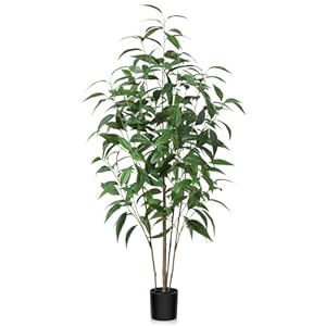 CROSOFMI Artificial Plants Indoor 125 cm Fake Tree Large Faux Plants With Plastics Pots for Modern Home Office Outdoor Decoration (1 Pack)