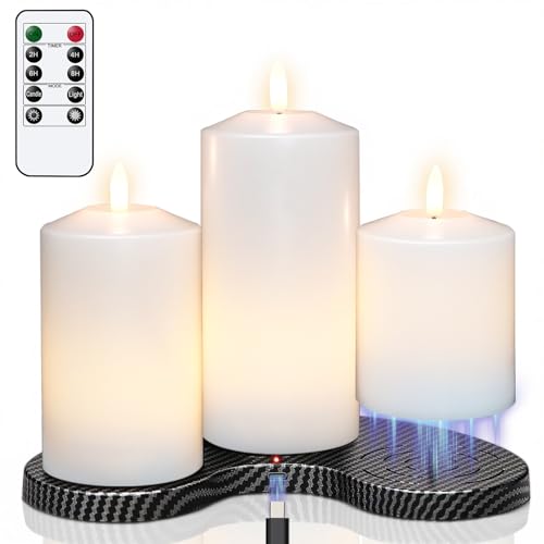 GenSwin Rechargeable Flameless Candles Battery Operated with Remote Timer, Set