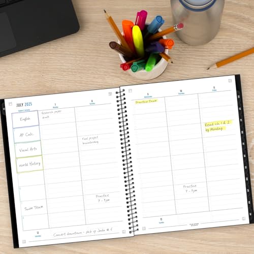 Image of Five Star Planner 2025-2026 Academic, Weekly & Monthly Advance Student Planner + Study App, 8-1 /2 inch x 11 inch, Large, Black (CAW65905)