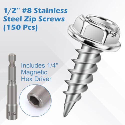 150 Tornillos Autoperforantes Hexagonales 1/2" Acero Inox miniatura 2