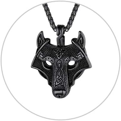 FaithHeart Viking Nordic Jewellery Wolf Necklace for Men Stainless Steel Wolf Head/Fenrir Pendant with Sturdy Chain Norse Mythology Gifts for Boys Can Personalise