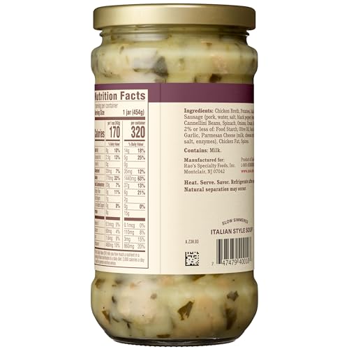 Image of Rao's Made for Home Sausage & Potato Soup, 16oz, Real Vegetables, Traditional Italian Heat and Serve Soup