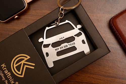 Image of Personalized Car Keychain Compatible for Kia Sonet Models | Premium Customized Name Engraved Metal Car Keyring | Premium Car Accessory Gift for Men Women & Car Lovers | For Daily Use