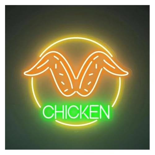 Enseigne lumineuse néon poulet 45cm pour restaurant et cuisine familiale