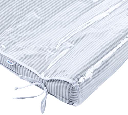 Trocador Anatômico para Bebê Estampado Listrado Cinza, Biramar Baby, Cinza