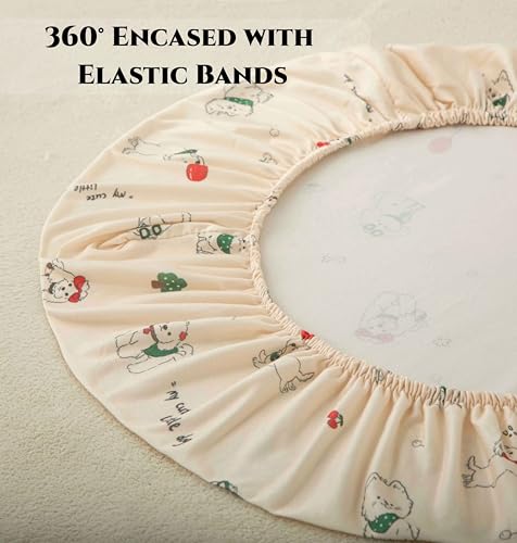 Image of SDY Dog Bassinet Sheets Boys Girls,Fit for Rectangle, Round, Oval, Hourglass Mattress, Flexible for Different Bassinet Pad /Mattress 2 Pack 32 * 16 * 4 inches (Dog)