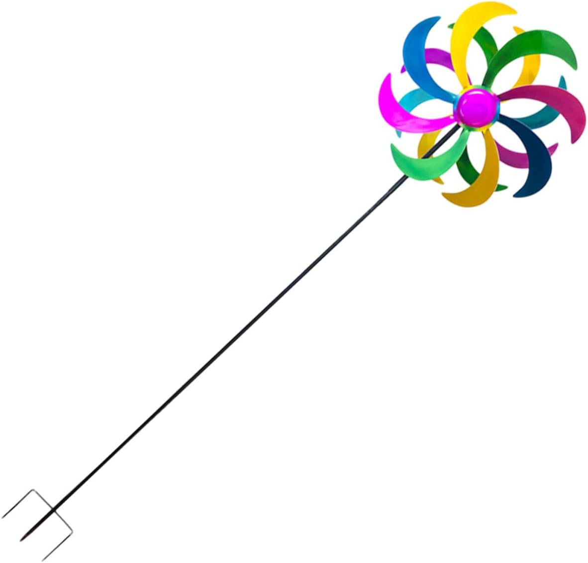 SUPVOX Outdoor Garden Windmill Decoration Rainbow Decor Wind Spinner Toy for Boys and Girls Iron Material Easy to Install Decorative Windmill for Patio