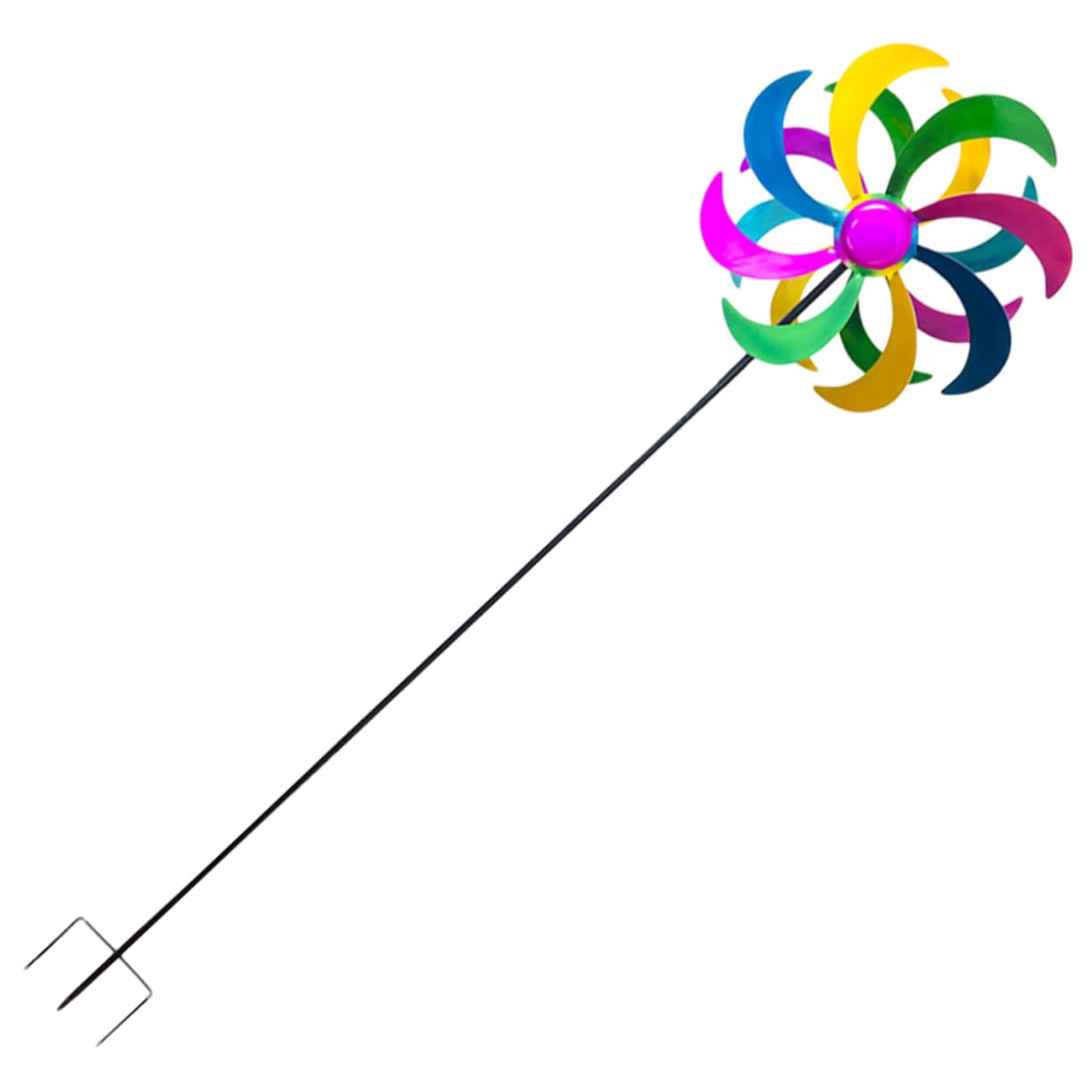 SUPVOX Outdoor Garden Windmill Decoration Rainbow Decor Wind Spinner Toy for Boys and Girls Iron Material Easy to Install Decorative Windmill for Patio