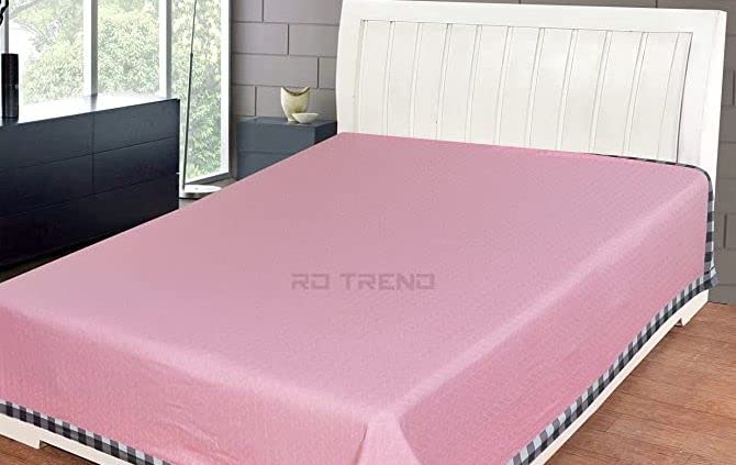 Image of RD TREND Presents Luxurious Glace Cotton Supersoft 180 Tc Double Size(90X100 Inch)Flat Geometric Double Bedsheet(Topsheet)Without Pillow Covers Colour Pink